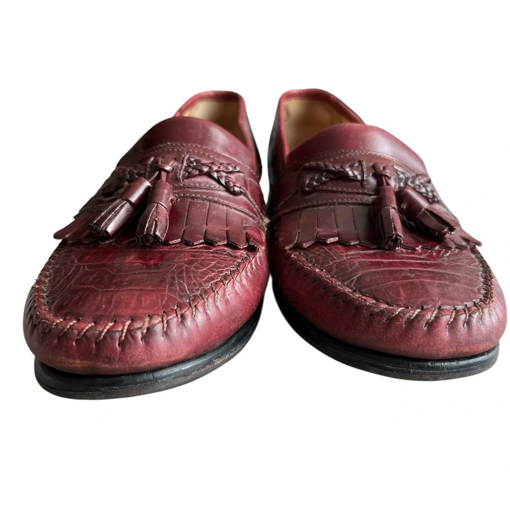 Giorgio Brutini Maroon crocodile Tassel Loafers - Picture 3 of 9